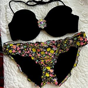 Black Floral Bikini Set Victoria secret